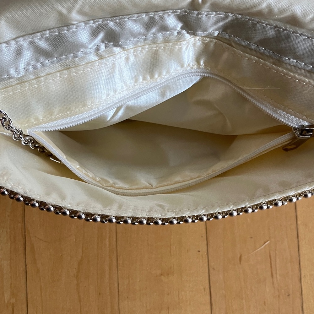 Silver beaded clutch with chain strap Browns prom bridal wedding - Picture 8 of 12
